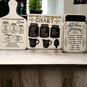 Set of 3 Magnets black white Kitchen Conversions 3 Mini Ceramic Magnets New